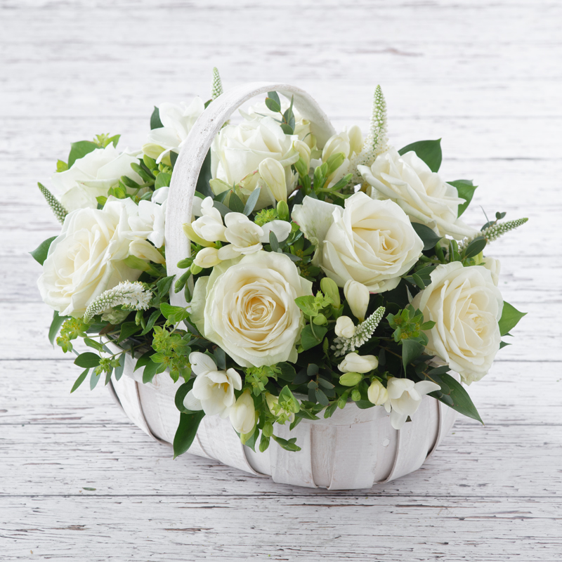 White Rose & Freesia Basket