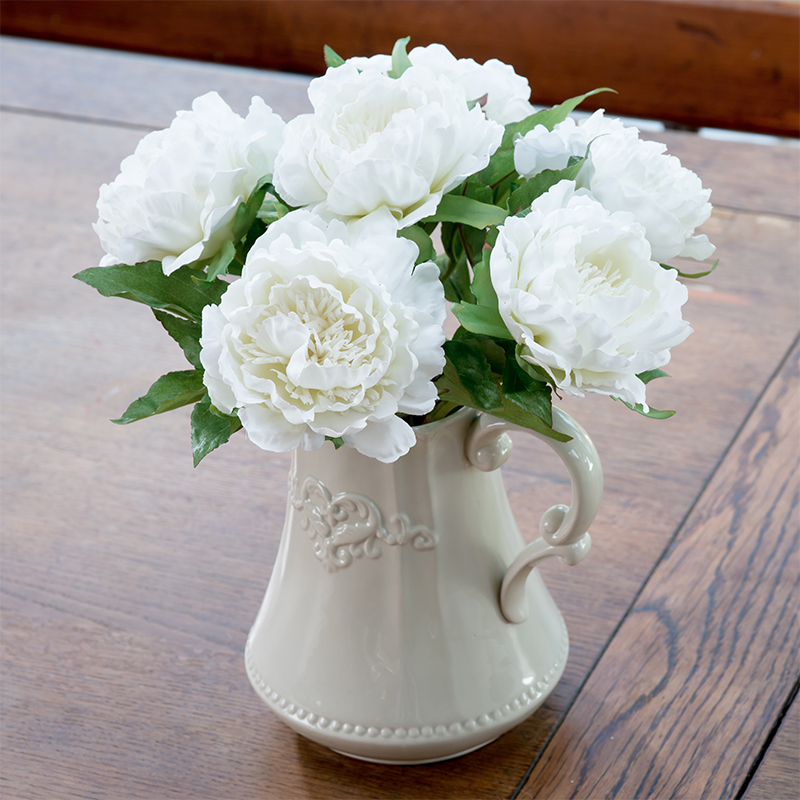 Artificial White Peony & Jug