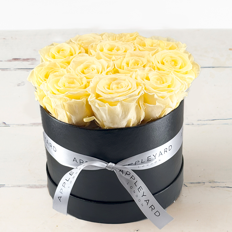 Forever Rose Hatbox - Yellow - Preserved Roses - Flower Bouquet - Next Day Flower Delivery UK - Appleyard London