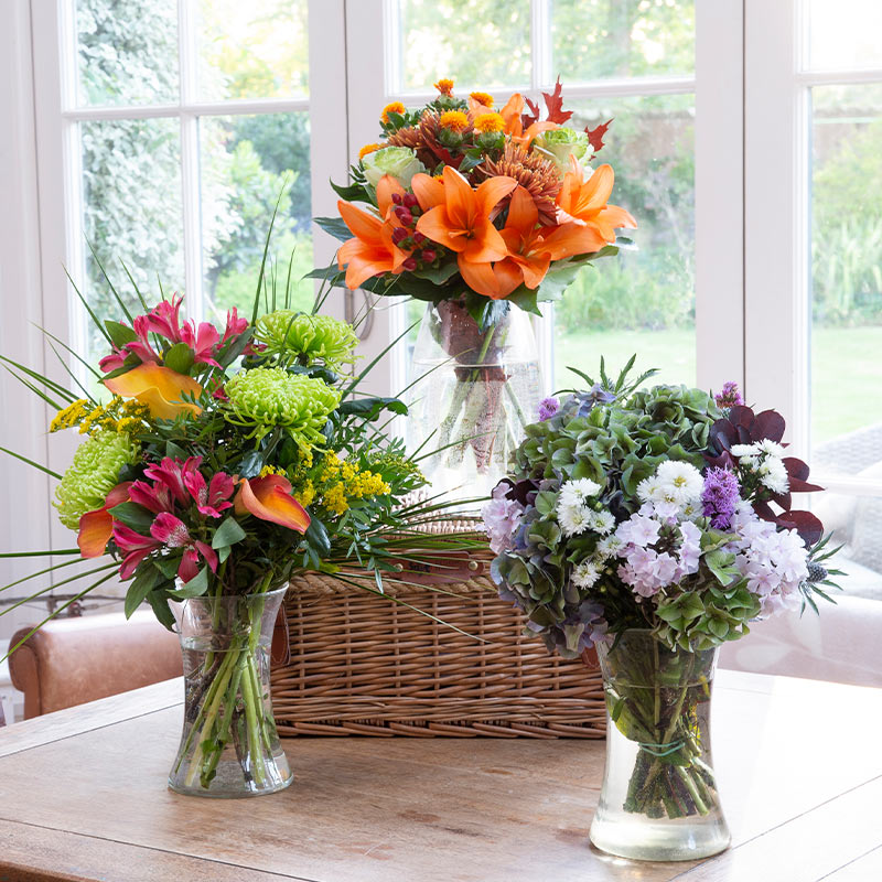 Photo of 3 seasonal bouquets from monthly flower subscription