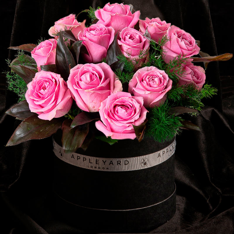 pink rose hatbox flowers